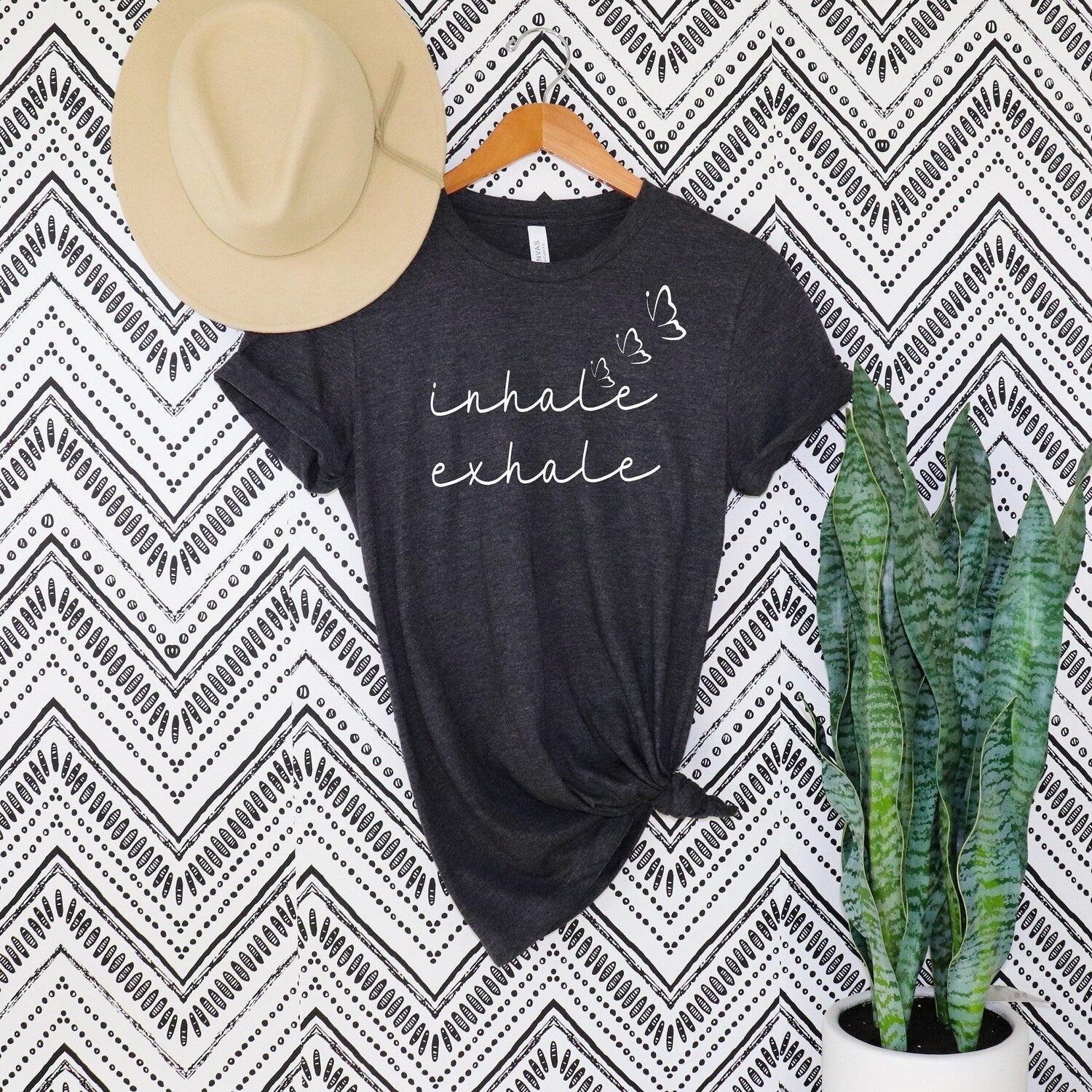 Inhale Exhale Shirt Yoga Inspirational Motivational Mindfulness Namastay In Bed Meditation Tee