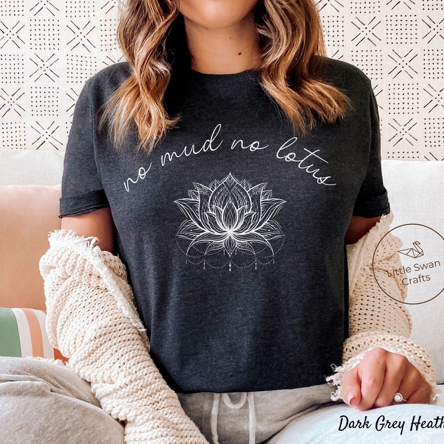 No Mud, No Lotus T-shirt: Unisex Zen Meditation Lotus Flower T-shirt Aesthetic Tee Gift