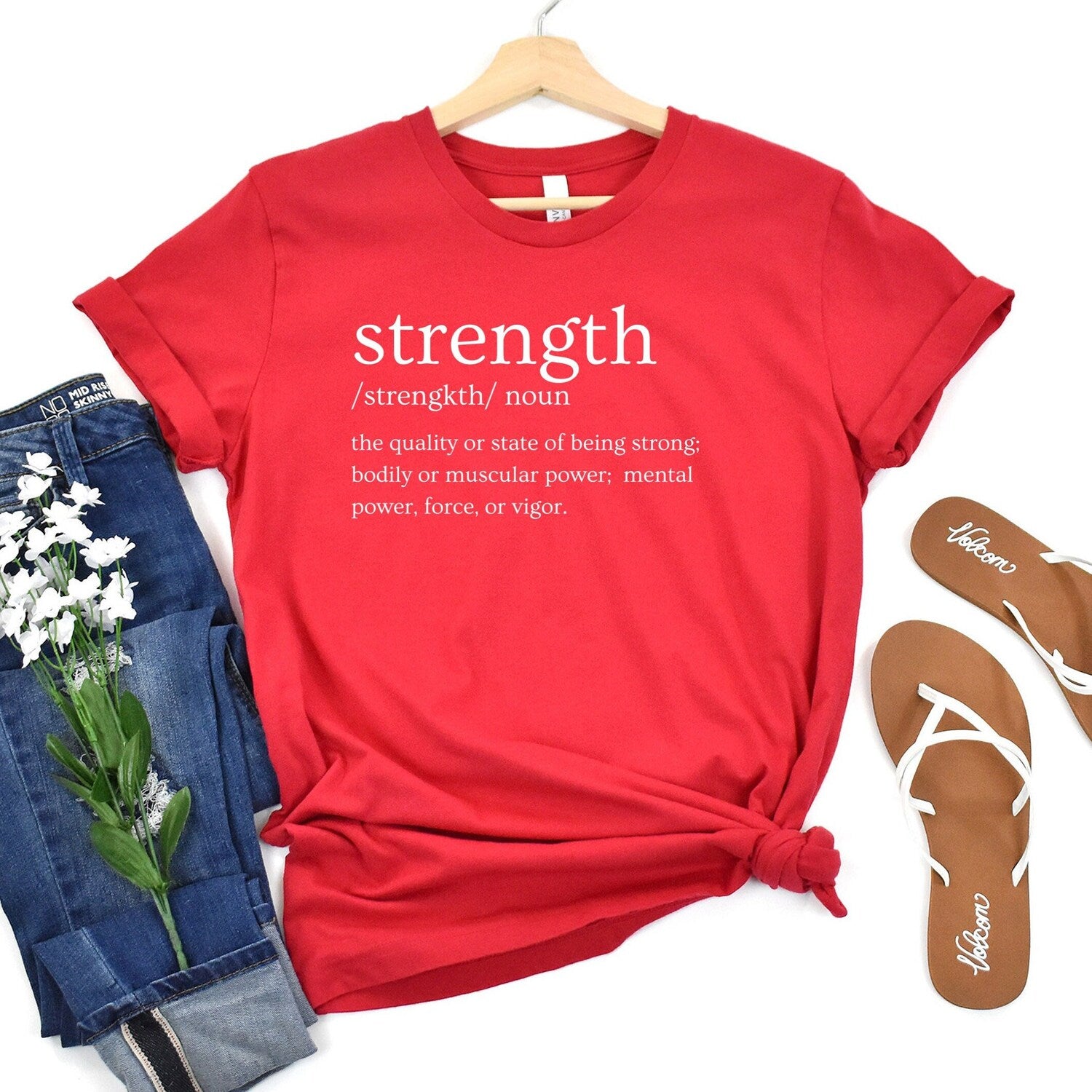 Strength Definition Word Shirt | Inspirational Cute Motivational Fun Best Friend Yoga T-Shirt Tee Gift Her