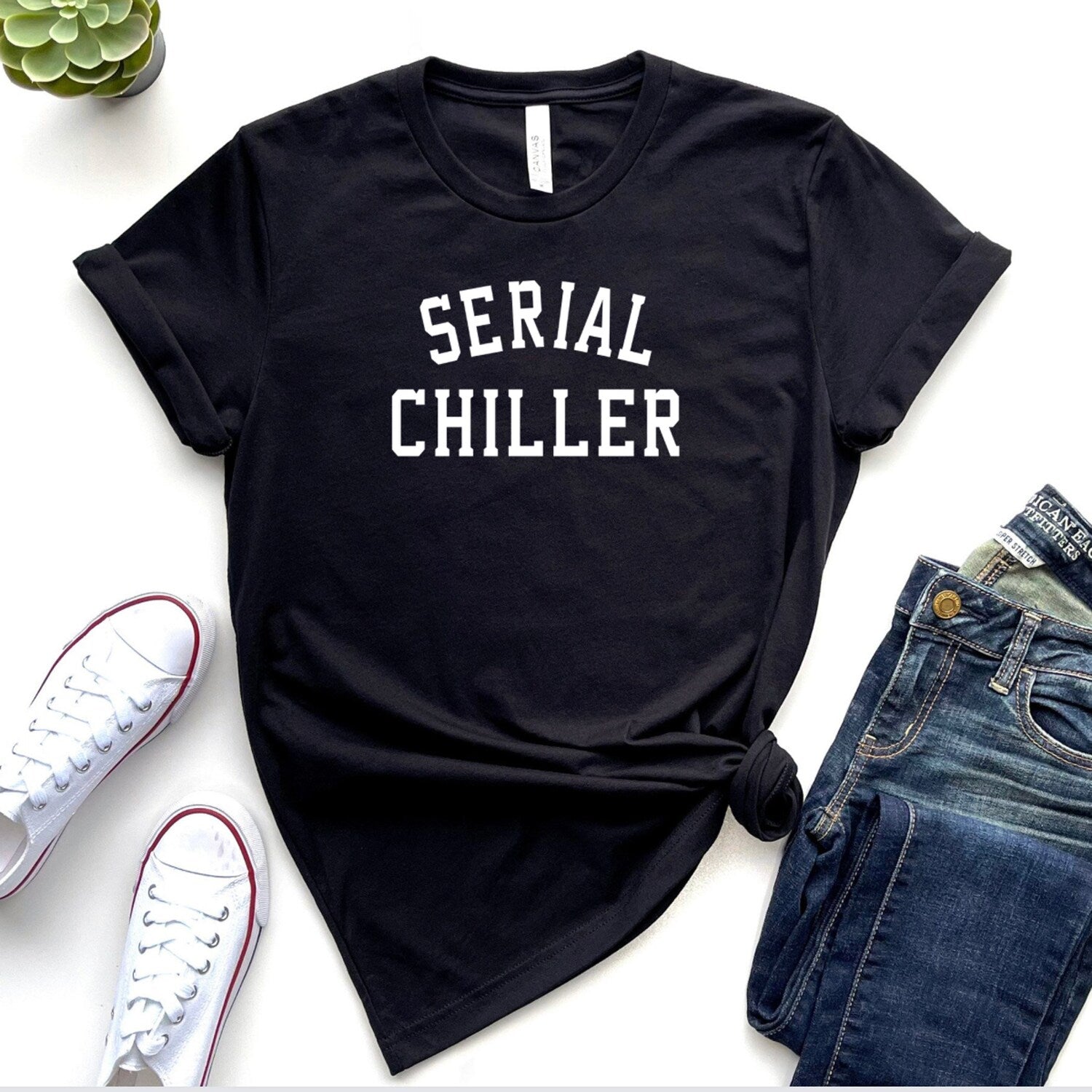 SERIAL CHILLER Funny Unisex T-shirt, Comical Yoga Shirt, Funny Mother's Day Gift, Humorous Father's Day Gift, Relaxation Apparel