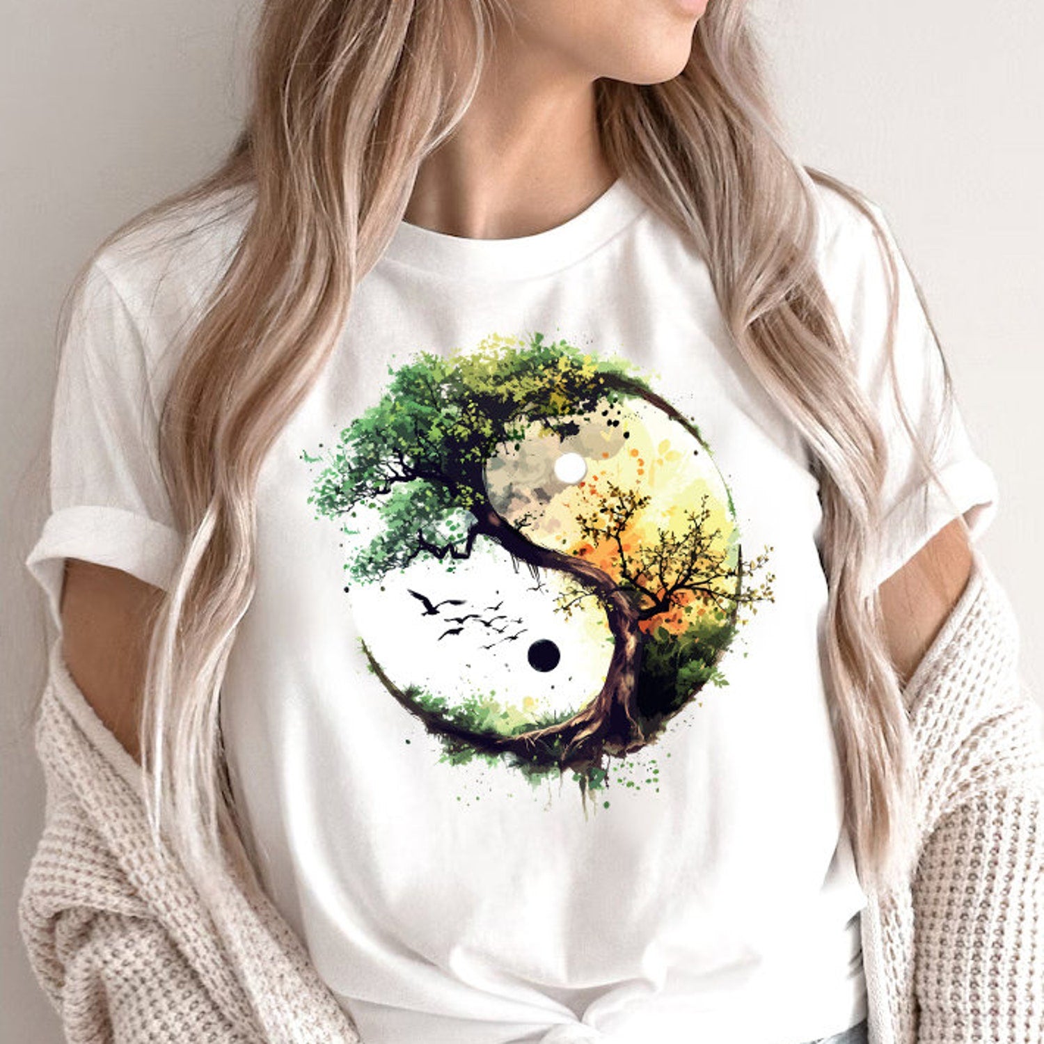 Yin Yang Tree T-Shirt: Spiritual Yoga Meditation Tee for Harmony