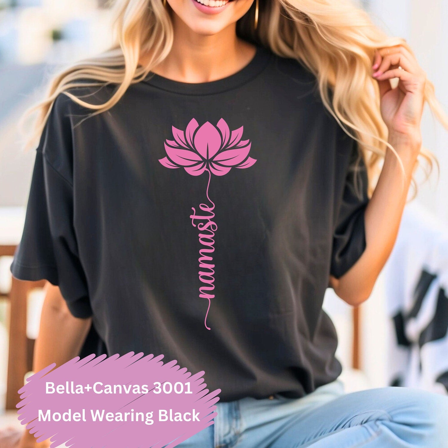 Yoga Lotus Flower Namaste T-shirt Gift Mom Motivational Inspirational Meditation Tee
