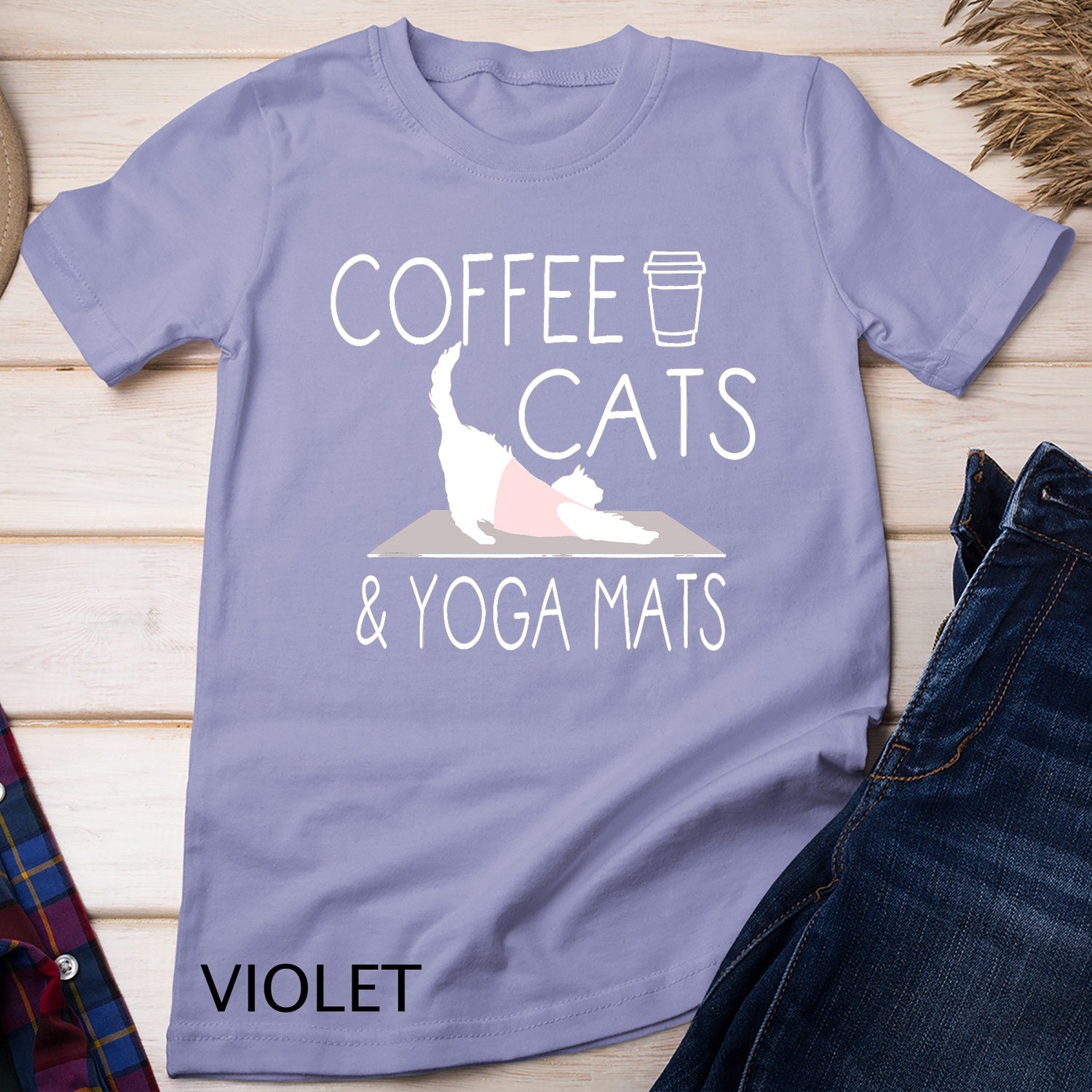 Coffee Cats Yoga Mats Funny Instructor T-Shirt Sweatshirt Gift