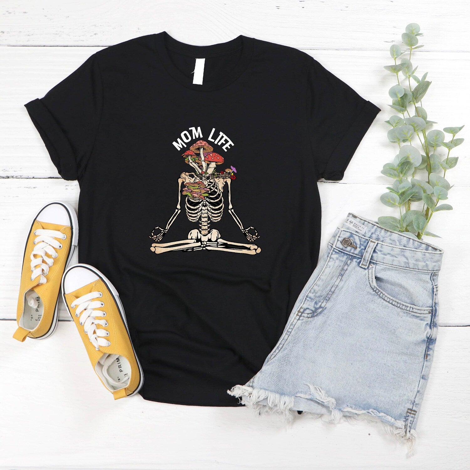 Mom Life Skeleton Yoga Shirt | Meditation Gift For Mom Yogi Lover Fitness Funny Tee