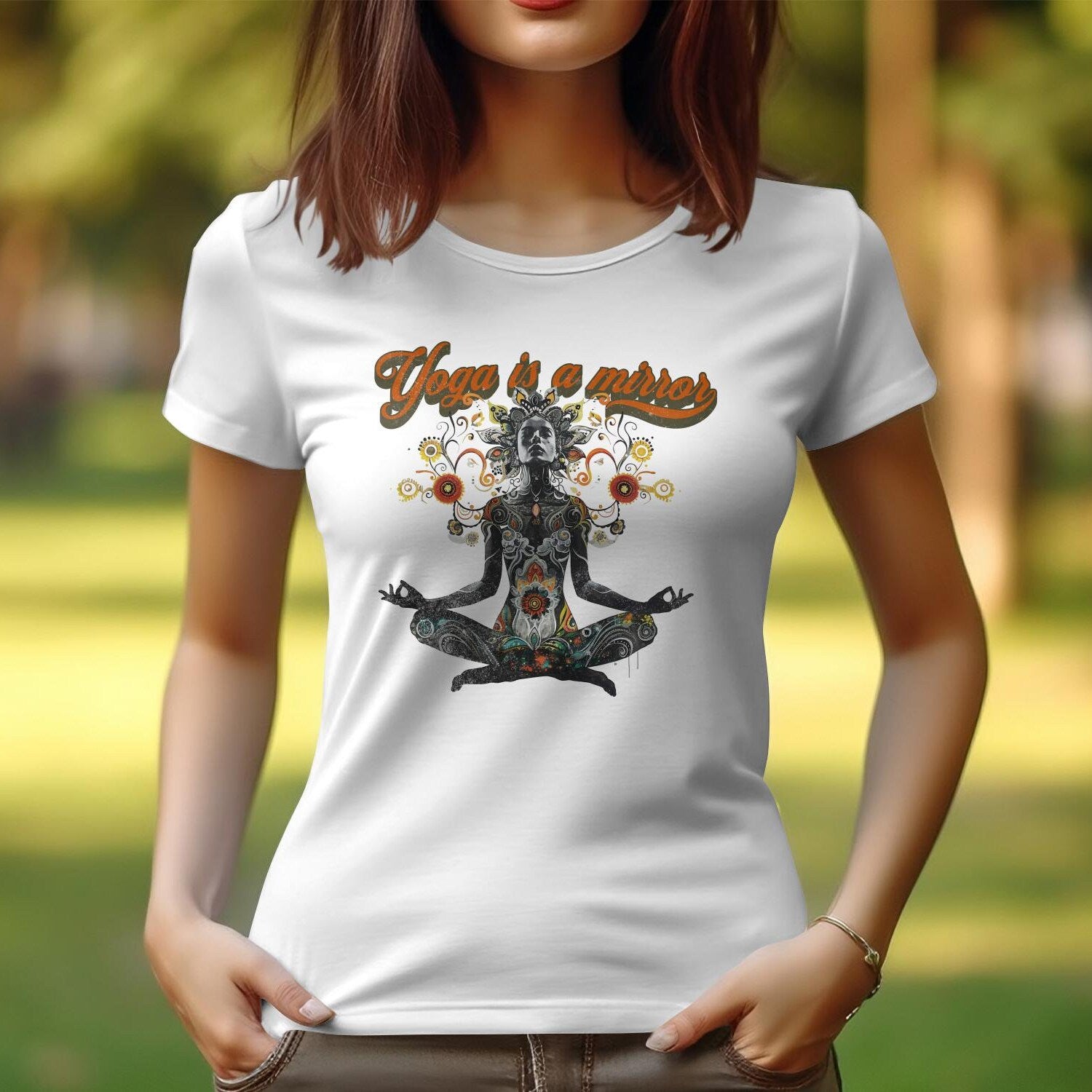 Yoga T Shirt for Women | Zen Mirror Art Gift Lover Artistic Top #24 Tee