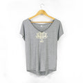 Women's Lotus Flower Deep-V Neck Boho T-Shirt | Peace Floral Sanskrit Organic Yoga Top Tee