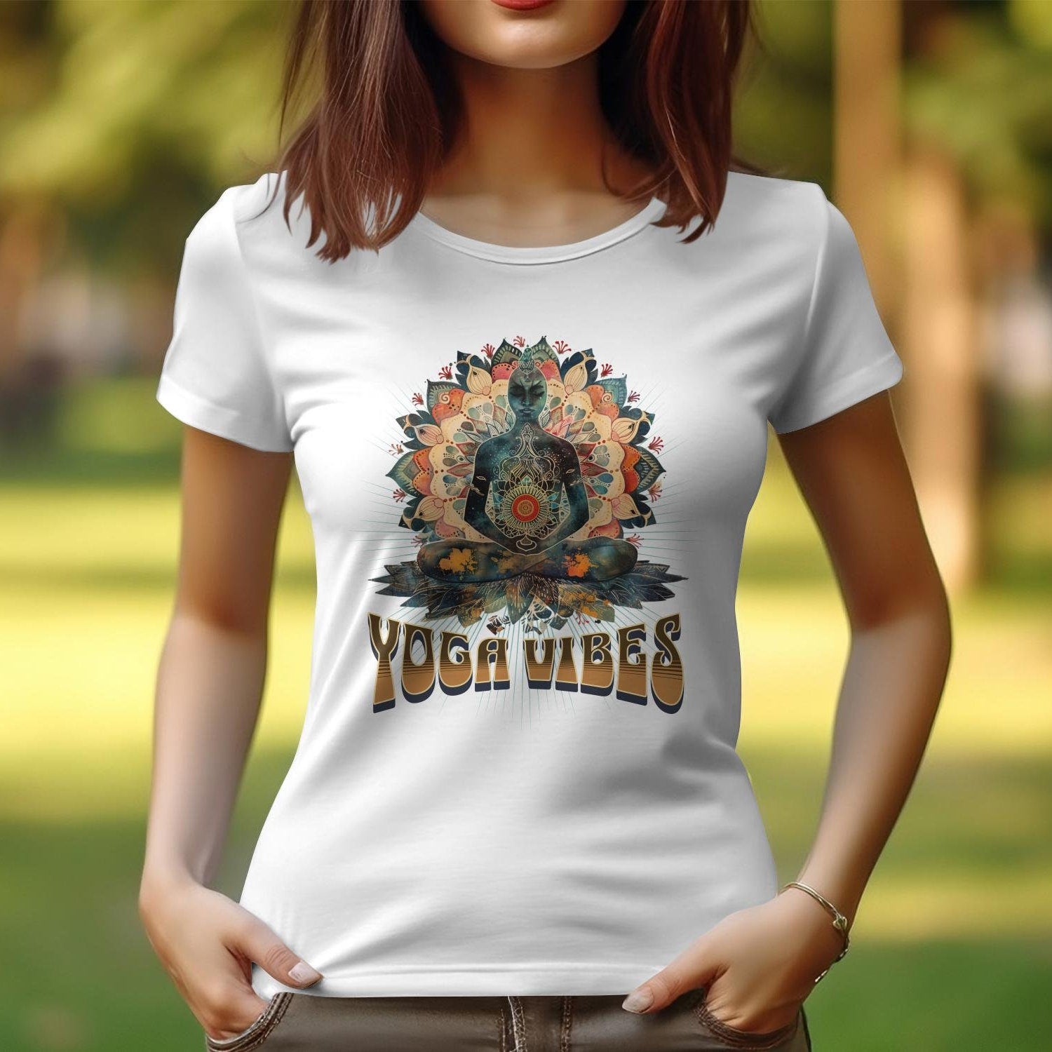 Yoga Vibes T-Shirt for Women | Zen Meditative Minds Design Relaxed Fit Mindfulness Top #16 Tee