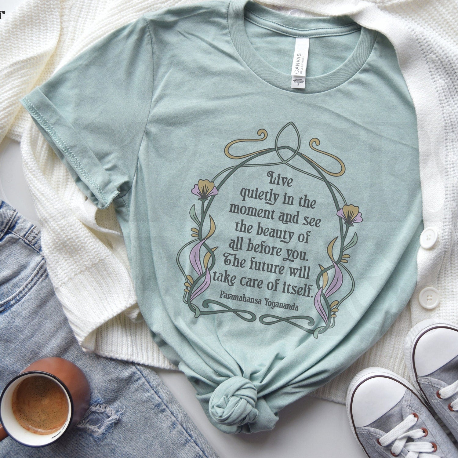 Live in the Moment Graphic Tee: Mindful Yoga Shirt for Awareness