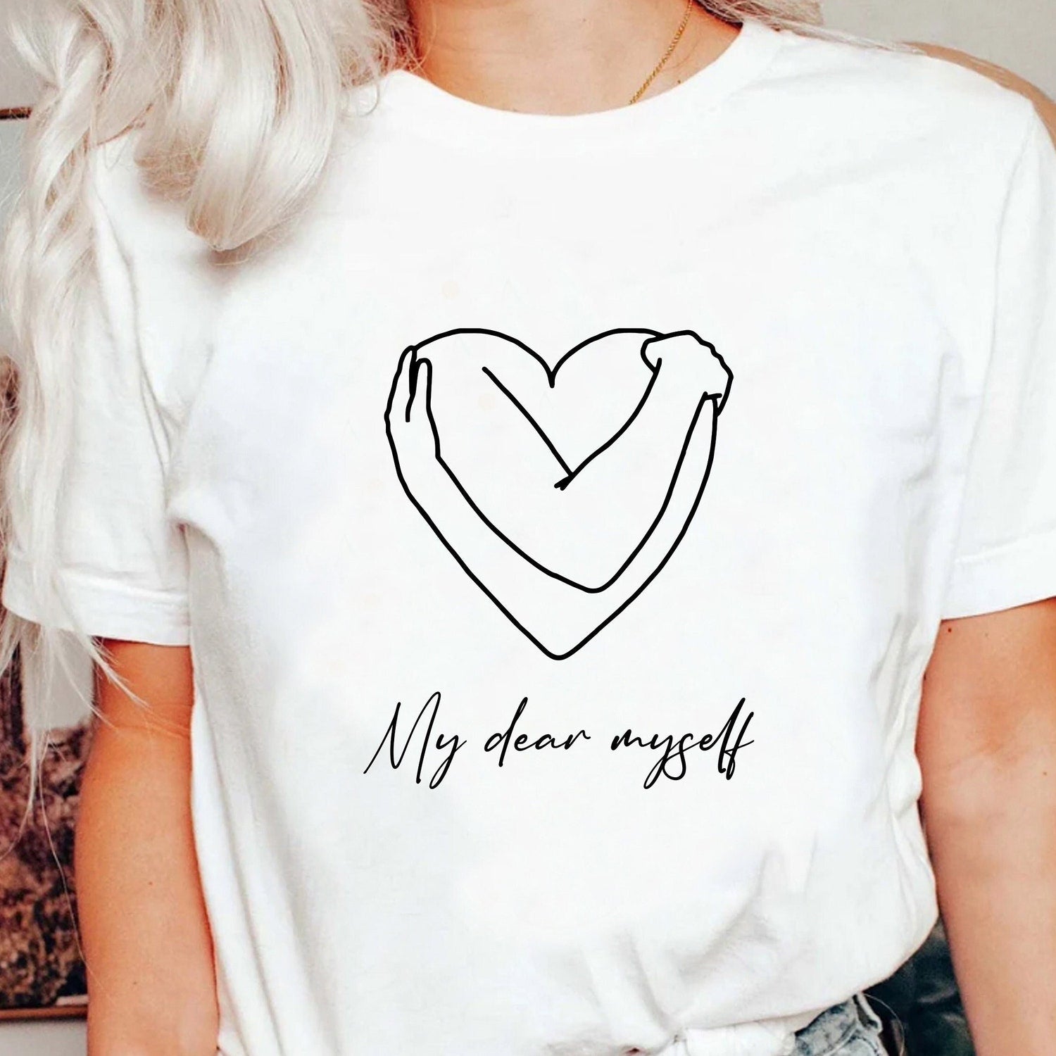 My Dear Myself Motivation Yoga Yogi T-Shirt | Positive Meditation Lover Workout Fitness Class Instructor Women Tee