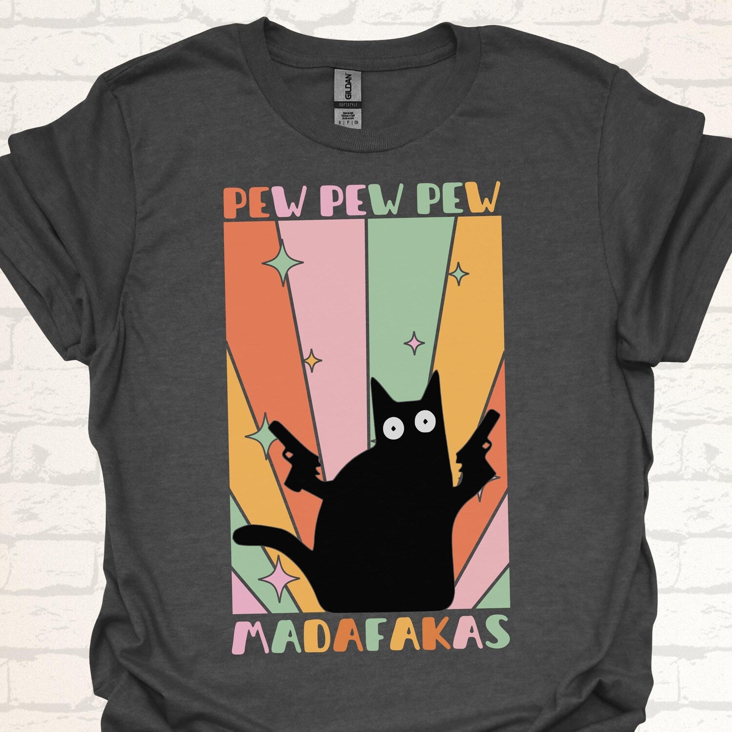 Pew Pew Madafakas Cat T-Shirt | Funny Cat Lover Gift | Witty Graphic Tee For Nerds