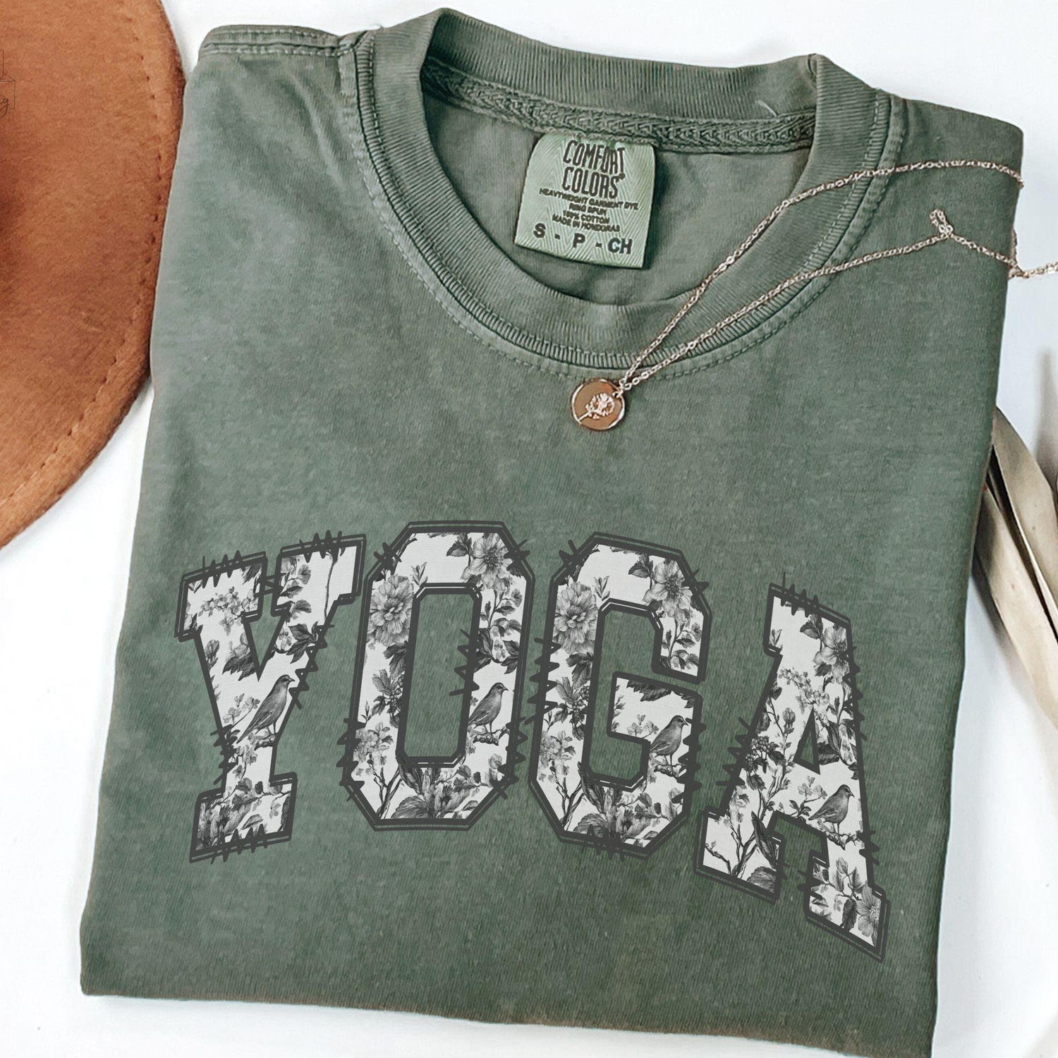Toile De Jouy Yoga Lover Shirt | Floral Mom Instructor Comfort Colors Fitness Meditation Yogi Tee Gift