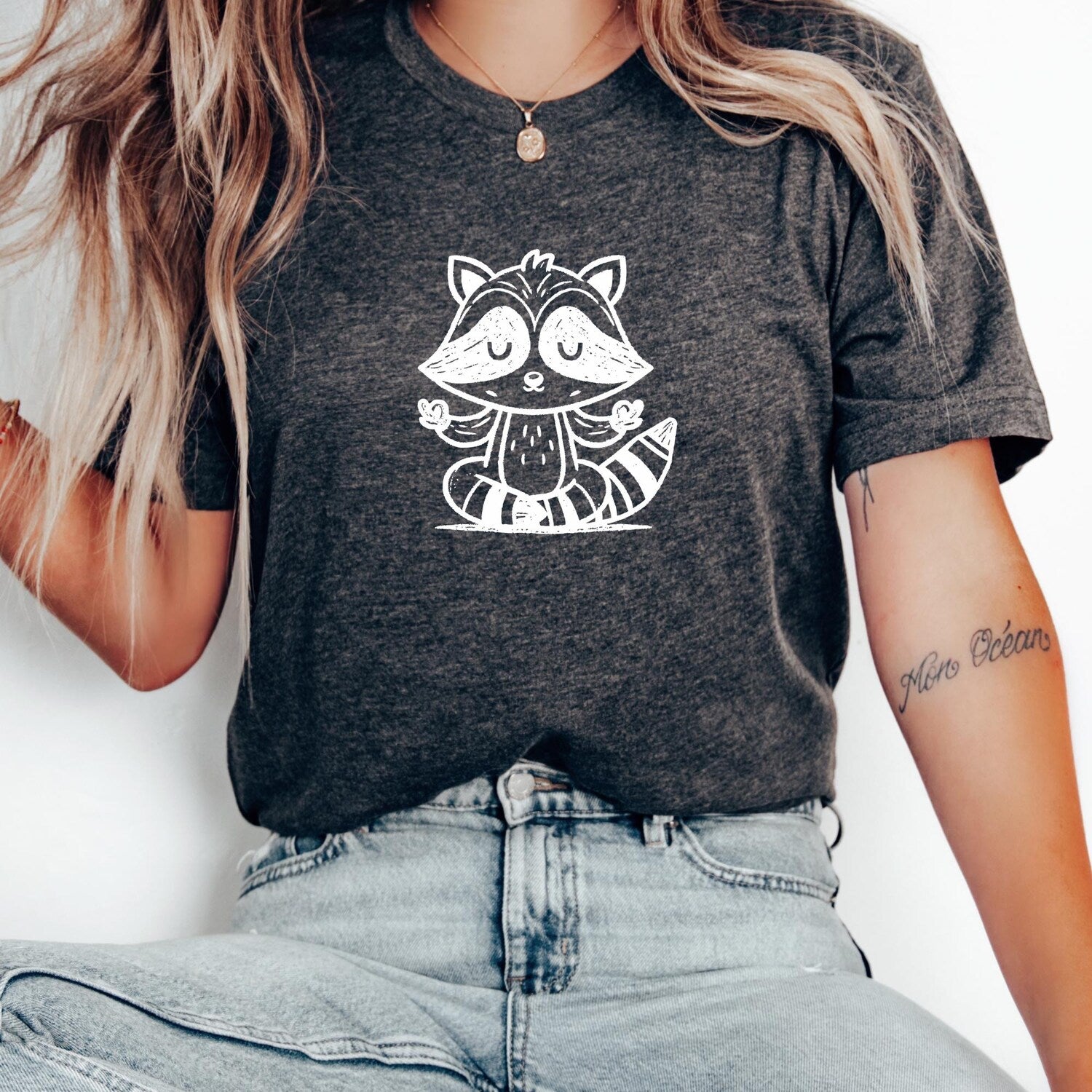 Yoga T-shirt Gift | Zen Racoon Cute Boho Animal T-shirt