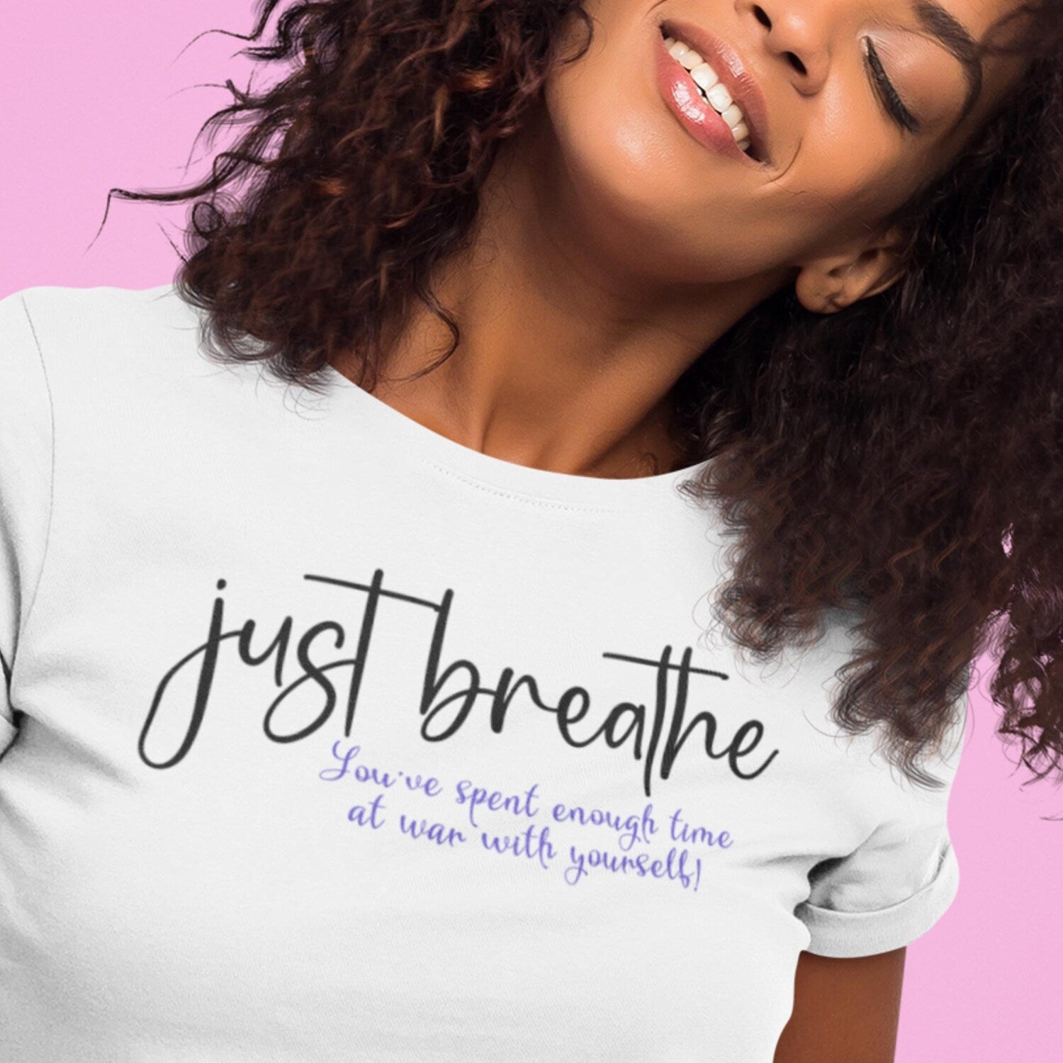 Just Breathe T-Shirt | Inspirational Yoga Mindfulness Gift Clothing Tee