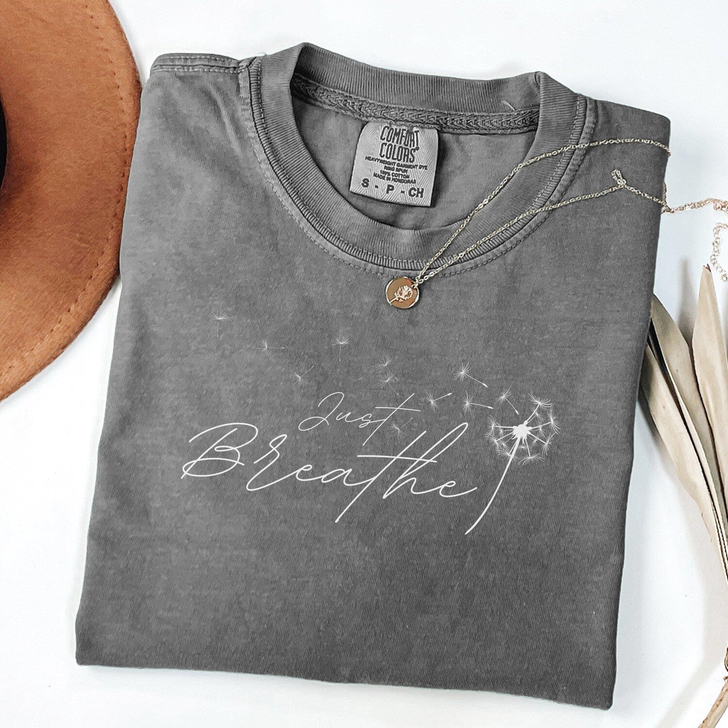 Breathe Dandelion T-Shirt: Comfort Colors Yoga Shirt for Calmness