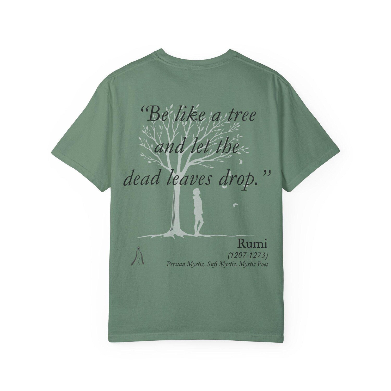 Rumi Comfort Colors Shirt | Be Like a Tree Dead Leaves Drop | Minimalist Yoga Tee