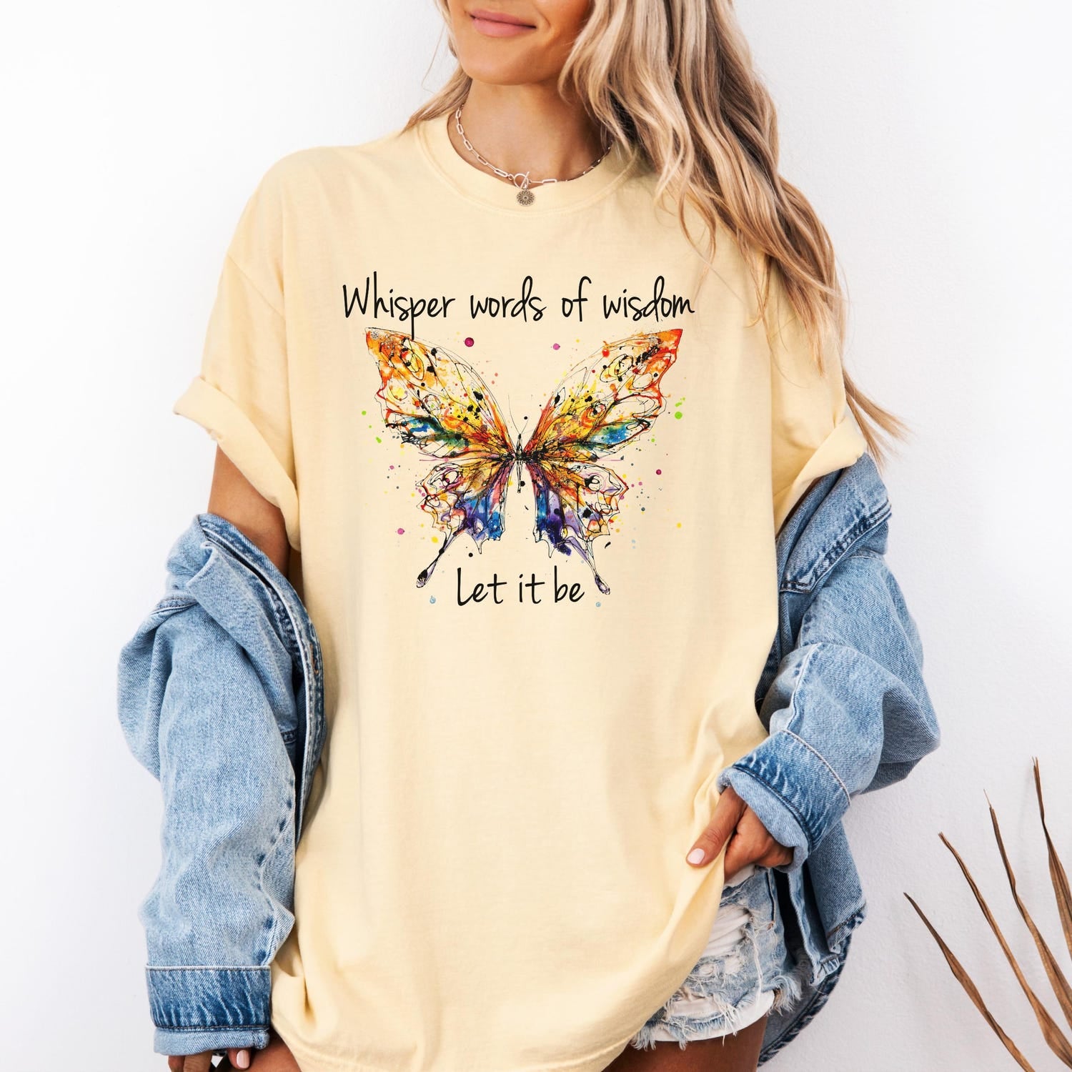 Comfort Colors Whisper Words Of Wisdom Let It Be T-Shirt | Motivational Dragonfly Positive Affirmation Psychologist Mental Health Tee