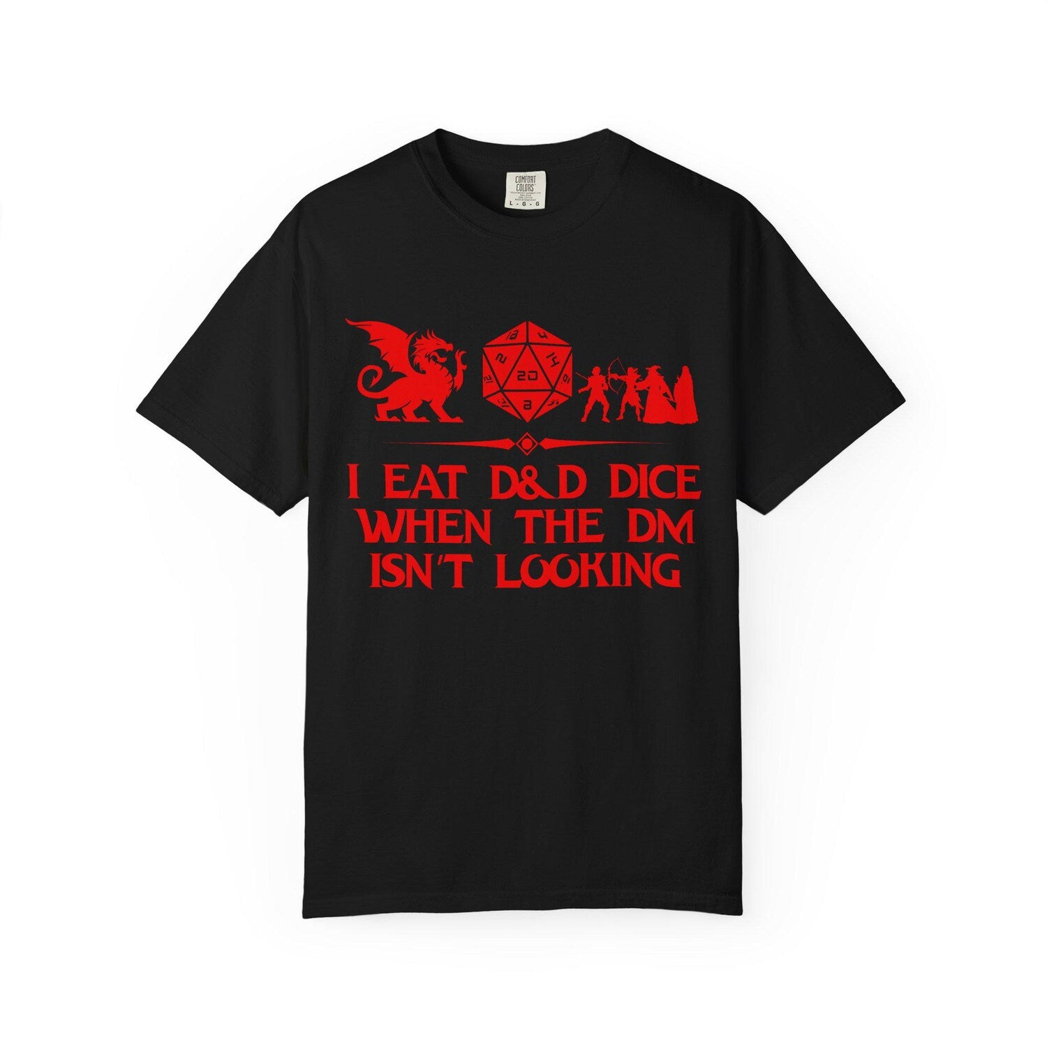 Funny DnD Gamer T-Shirt: I Eat Dice, Comfort Colors RPG Clothing