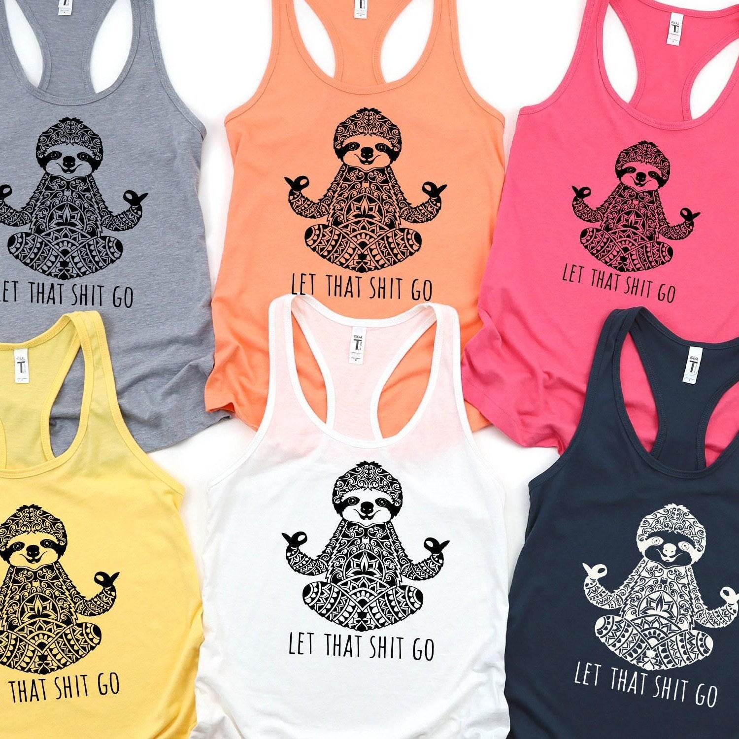 Let's That Shit Go Yoga Shirt For Women | Namaste Tank Top Gift Meditation Workout Shirt Tee