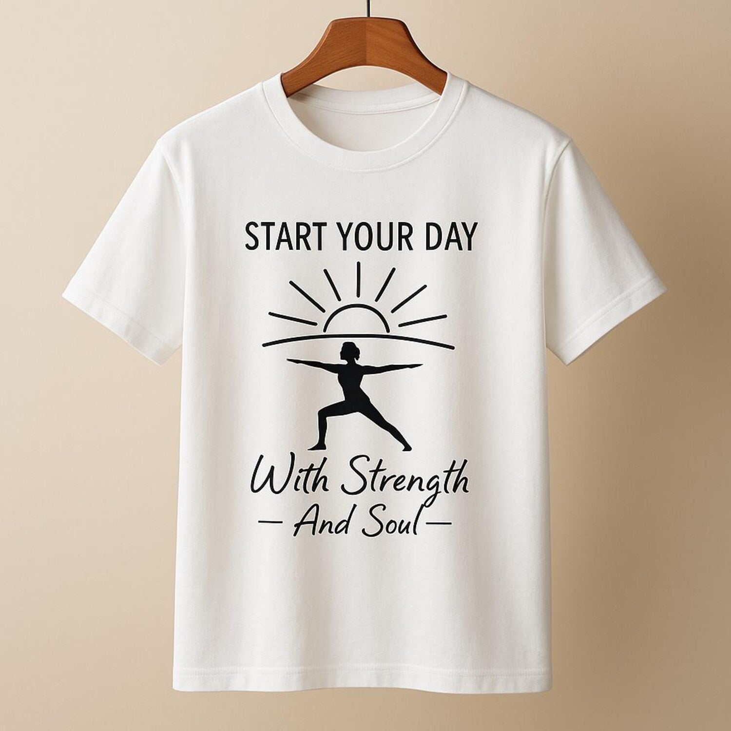 Motivational Yoga T-Shirt: Warrior Pose Graphic Tee - Wellness Gift for Strength