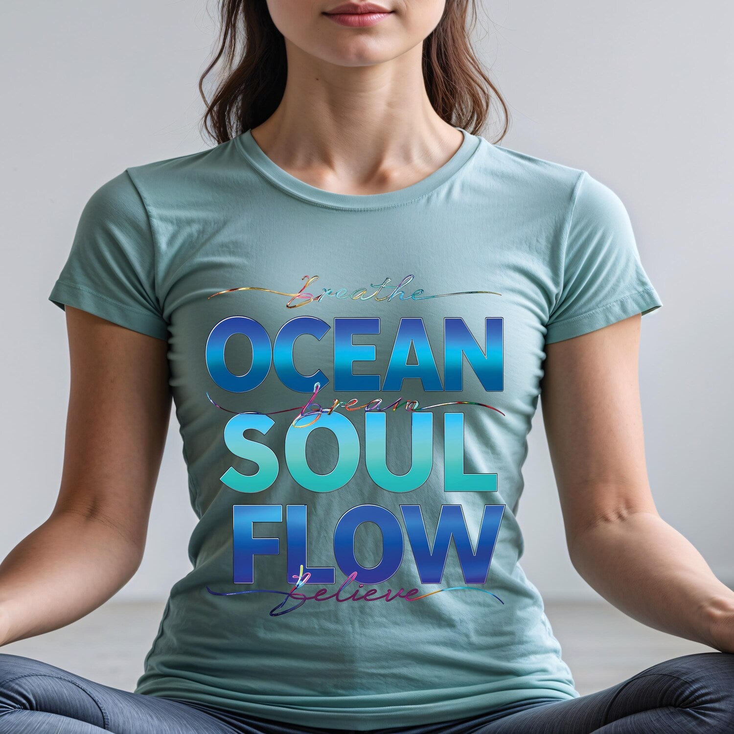 Ocean Soul Flow T-Shirt | Garment-Dyed Ring-Spun Cotton Yoga Tee