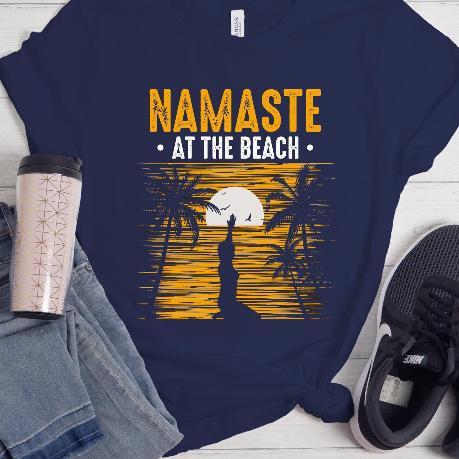 Namaste Beach Yoga Tee | Mindful Boho Summer Shirt