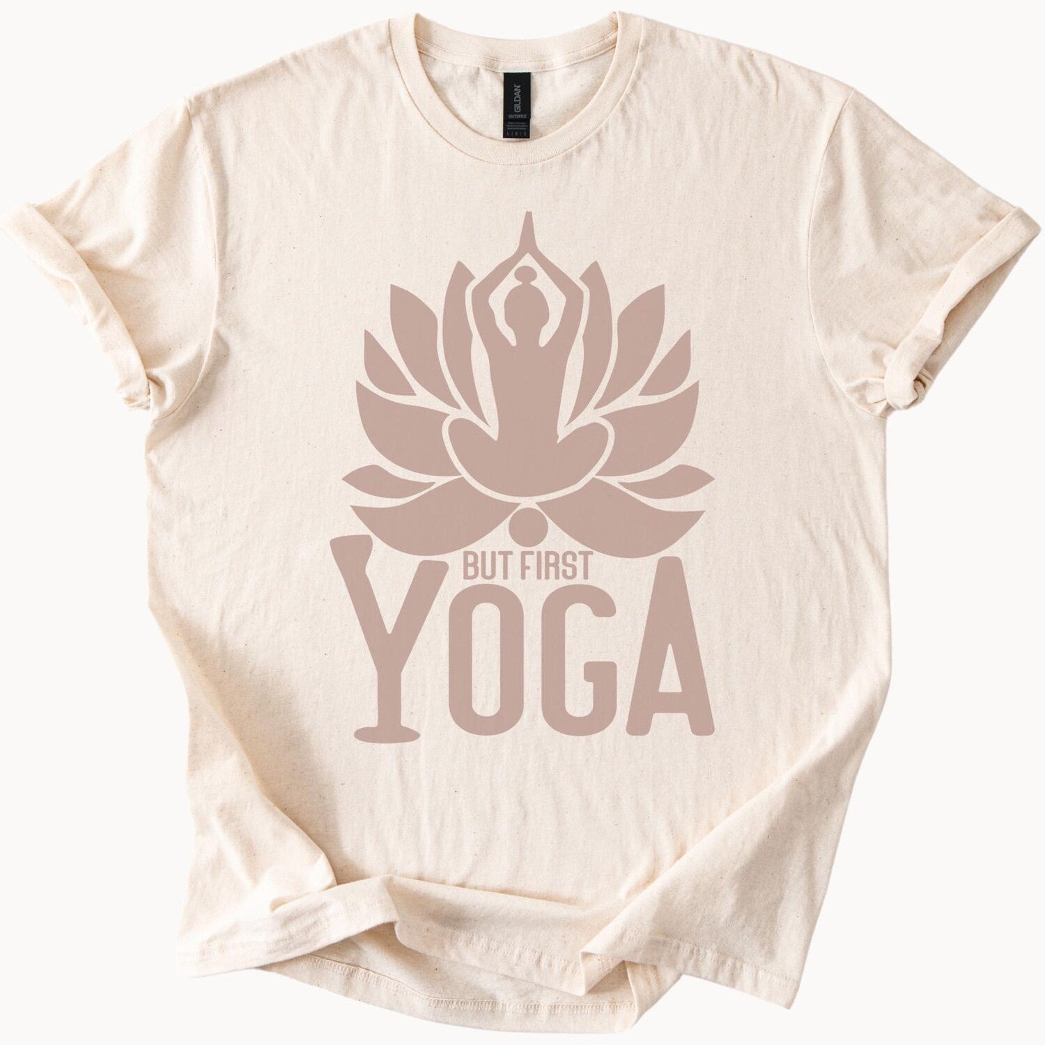 But First Yoga Shirt | Meditating Lotus Pose Mindfulness Fitness Workout Spiritual Lover Gift Tee