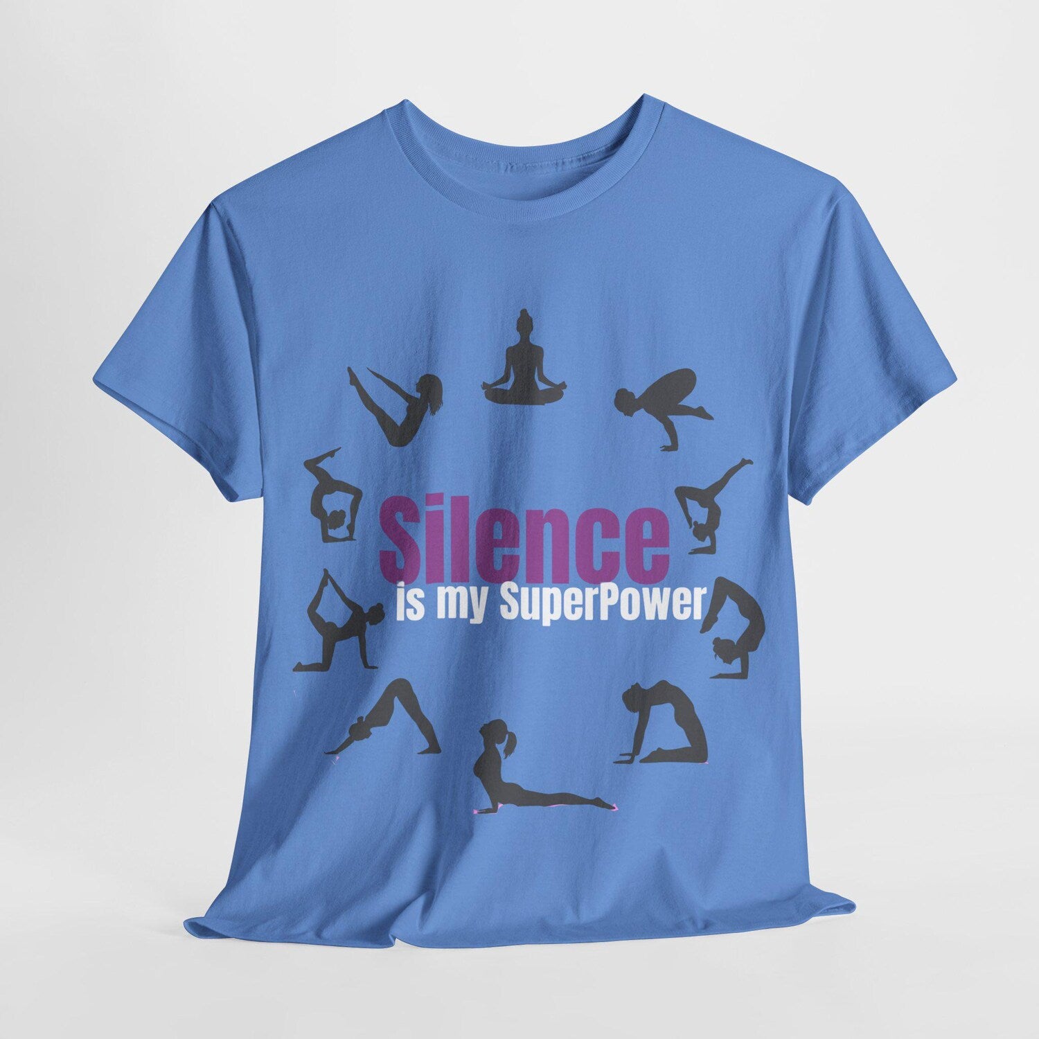 Silence Is My Superpower Unisex Heavy Cotton Tee | Yoga Funny Motivational Quote Meditation Workout Inspirational Top Shirt