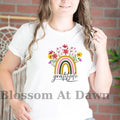 Boho Gratitude T-Shirt | Floral Rainbow Positive Mindfulness Inspirational Gift Her Boho Tee