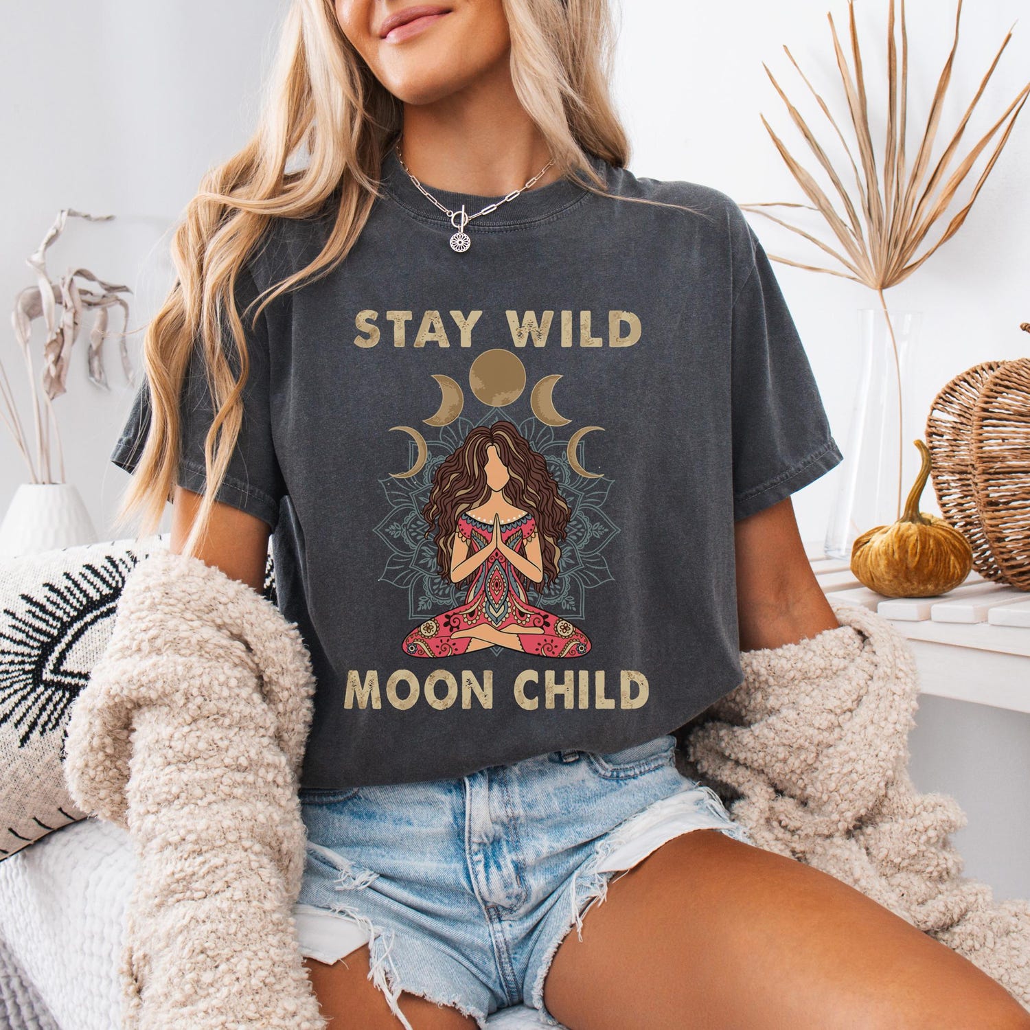 Stay Wild Moon Child Comfort Colors Tee | Boho Mandala Yoga Shirt