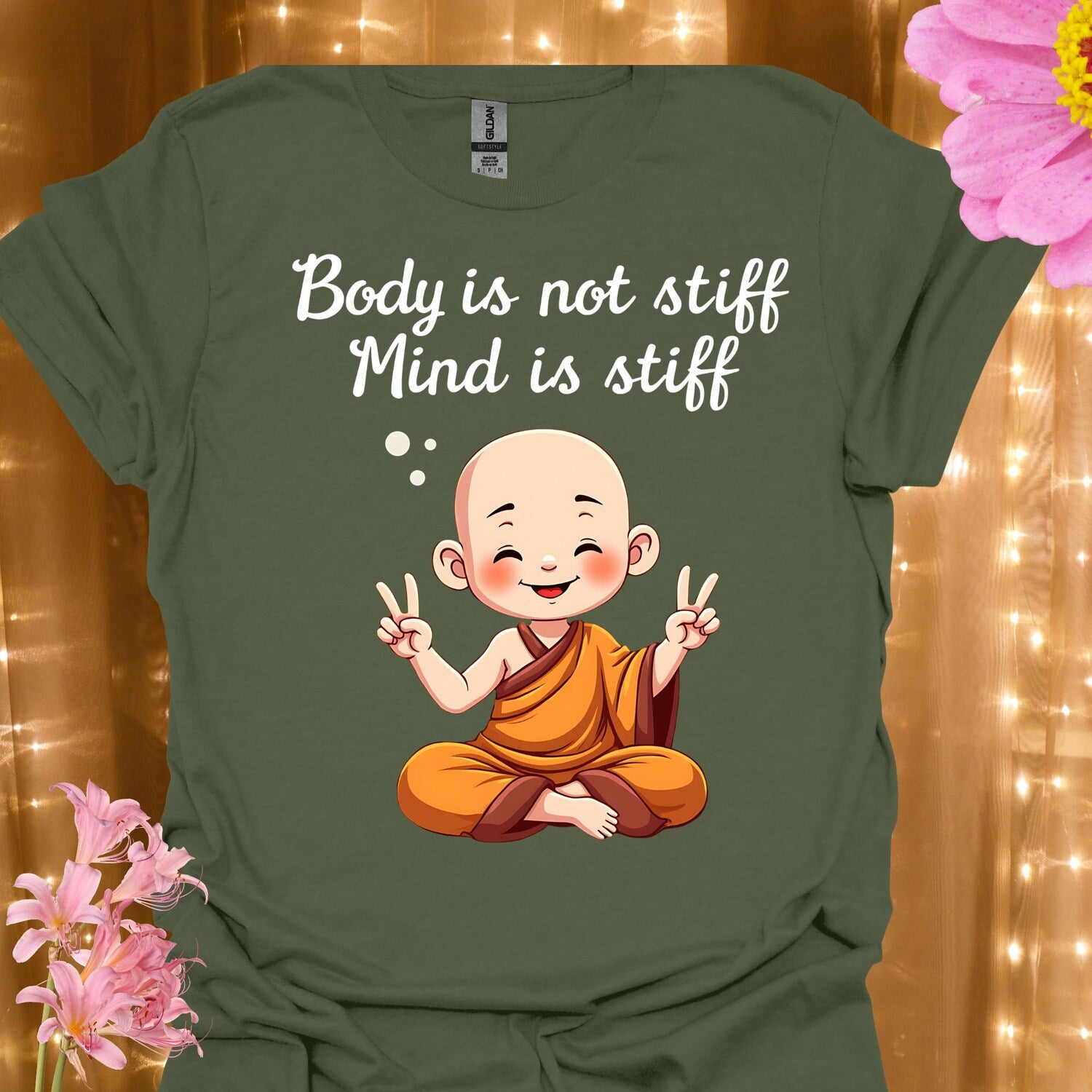 Zen Peaceful Monk T-Shirt | Unisex Mindfulness Meditation Gift Casual Spiritual Quotes Inspirational Tee