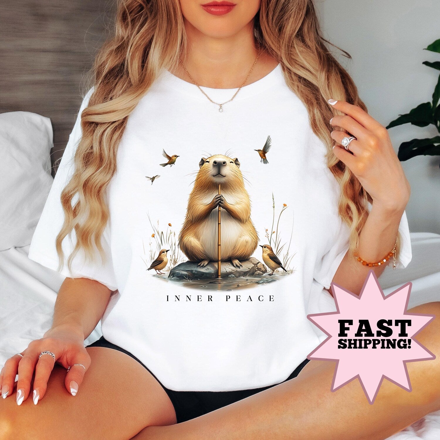 Capybara Inner Peace T-Shirt | Funny Animal Lover Yoga Quote Shirt