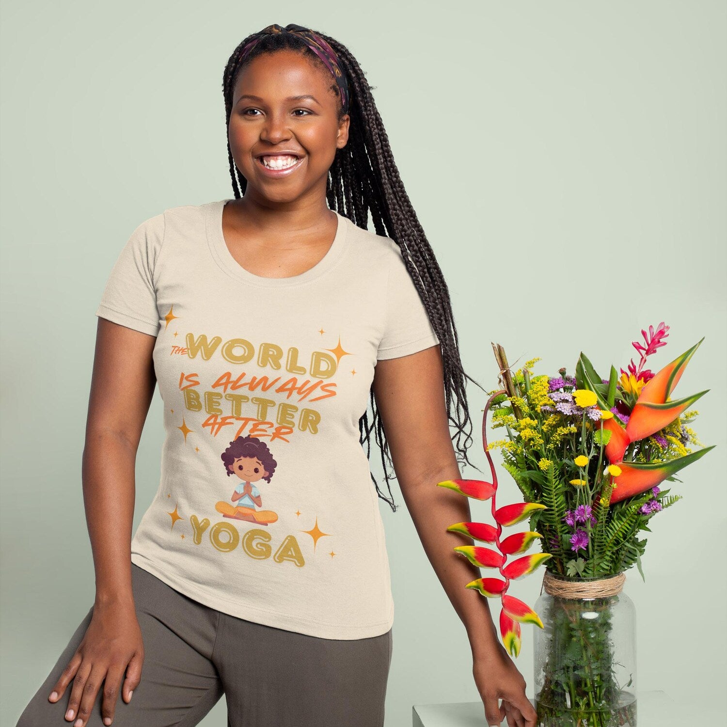 Yoga T-Shirt for Women: Cute Meditating Girl Graphic Tee for Mindfulness & Self-Care