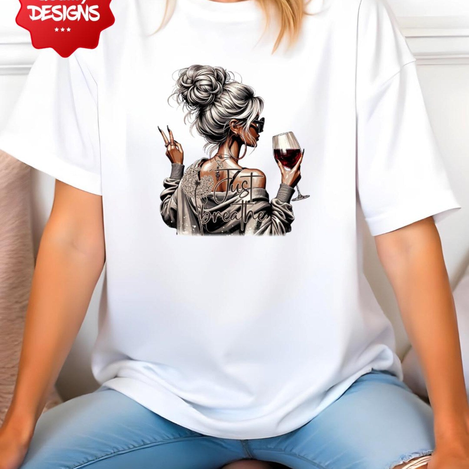 Just Breathe PNG: Inspirational Quote Digital Download for Sublimation Printable T-Shirt Art
