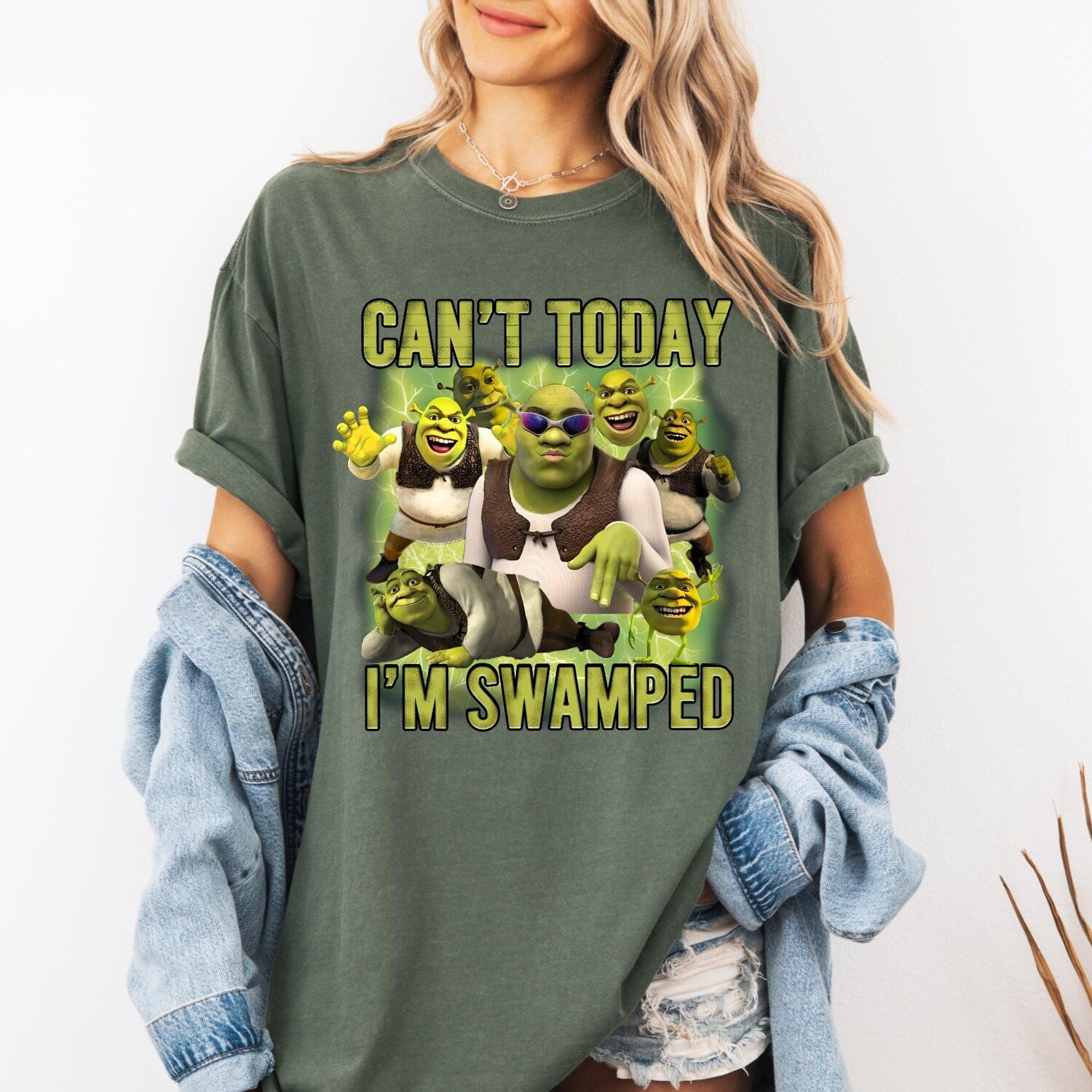 Shrek Can't Today I'm Swamped Shirt: Funny Shrek Trending Tee Meme Shirt Gift