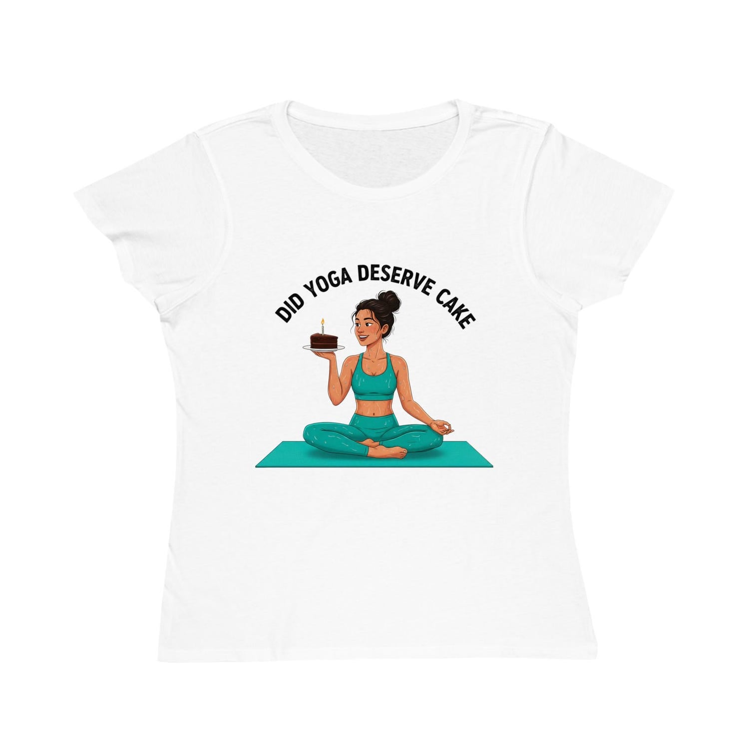 Yoga Cake Women's T-Shirt | Organic Funny Yogis Birthday Fitness Casual Wear Tee