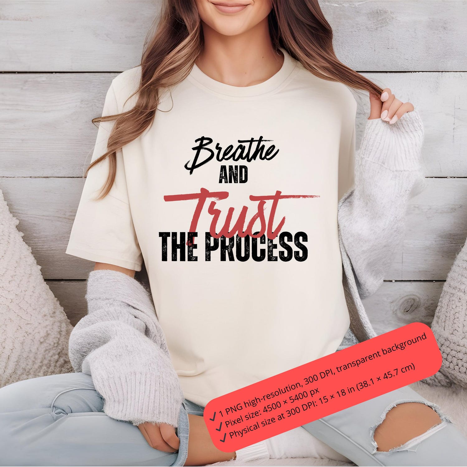 Breathe Trust Process PNG SVG | Motivational Quote Wall Art Positive Affirmation Self Care Digital Tee