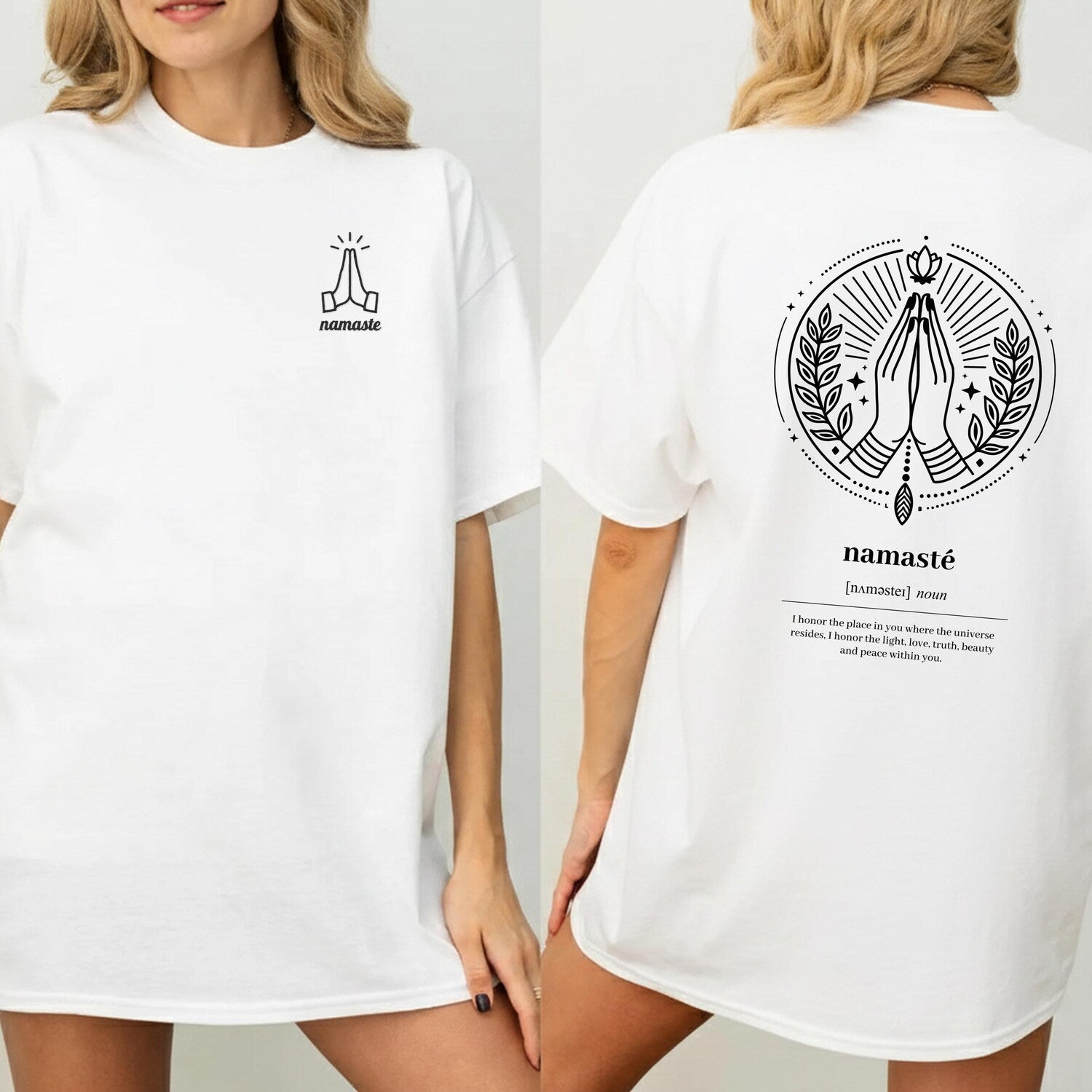 Namaste Yoga Shirt Embroidery: Mindfulness Definition Quote for Self-Care & Meditation