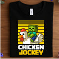 Funny Pixel Chicken Jockey T-Shirt - Retro Gamer Graphic Tee