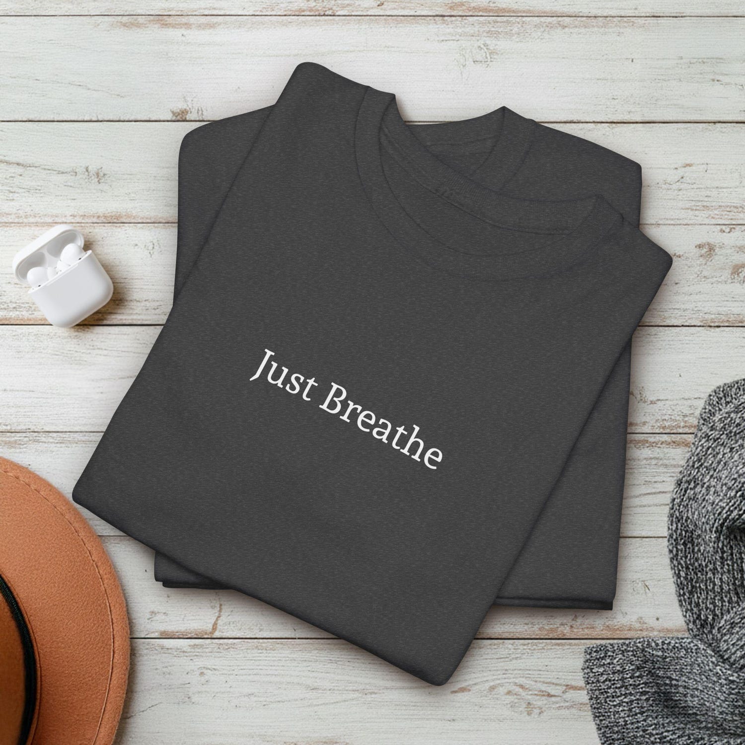 Just Breathe Minimalist Shirt: Calm Mind Yoga Tee Mindful Self Care Gift