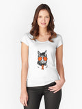 Cat Orange Ribbon Leukemia Awareness Fitted Scoop T Shirt T Shirt Everyday Wear
