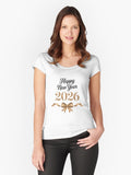 Happy New Year Coquette 2026 New Year Holiday Fitted Scoop T Shirt T Shirt Viral TikTok Daily Wear