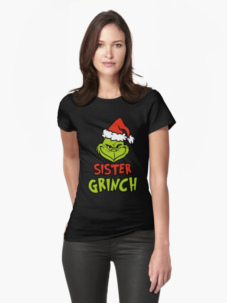 SISTER GRINCH CHRISTMAS Funny t shirt Fitted T Shirt T Shirt Holiday Trending Christmas Season Pick