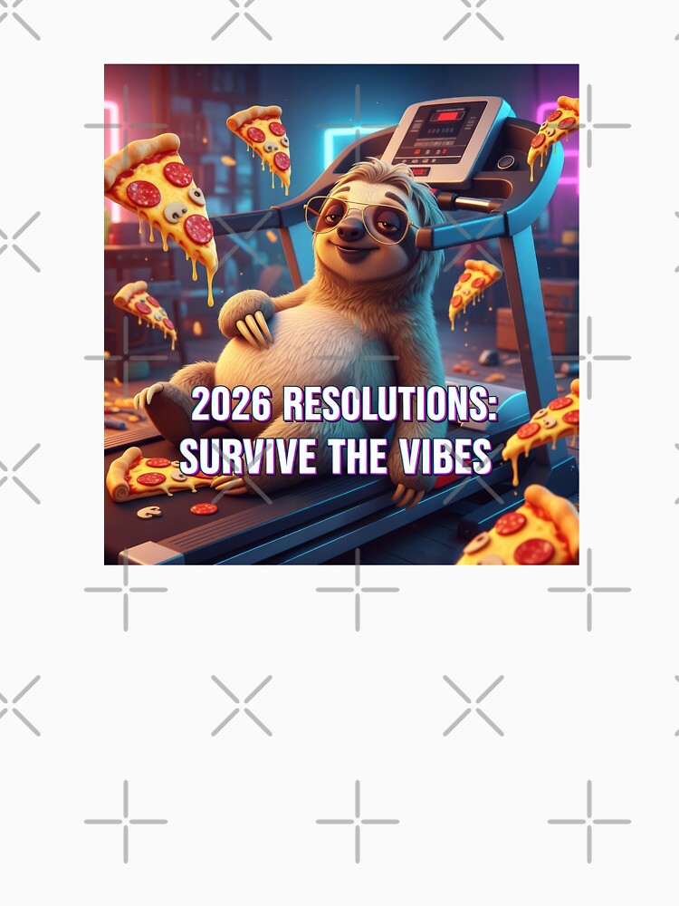 2026 Resolutions Survive The Vibes Sloth by lowbatterydept Unisex T-shirt, Sweatshirt, Hoodie, Long Sleeve Tee
