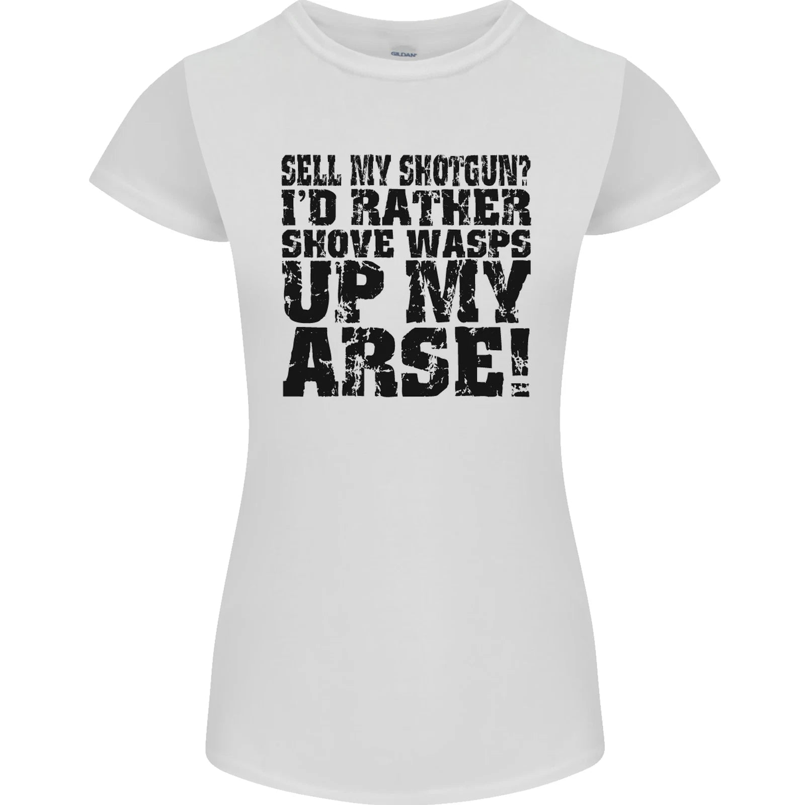 Sell My Shotgun Farmer Farming Tractor Womens Petite Cut Tshirt T-Shirt | High-Quality Print | Great Gift For Fans