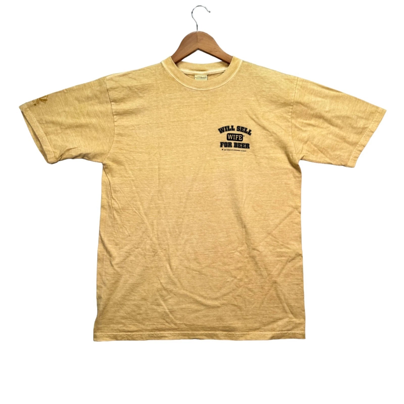 New Crazy Shirts Will Sell Wife For Beer Dyed Funny Husband Yellow T Shirt Tee M T-Shirt | Vintage Style | Comfortable All-Day Fit