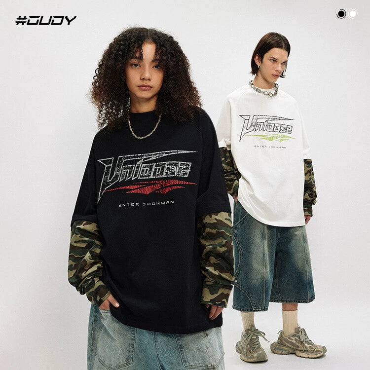 Hot Selling New Fake Twopiece Bottom Printed Camouflage Patchwork Top For Men T-Shirt | Classic Streetwear | Great Gift For Fans