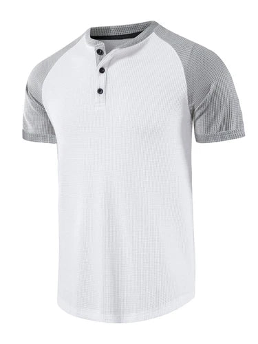 Hot Selling Mens Short Sleeve Henley Shirt Casual Shirts Button Tops Blouse New T-Shirt | High-Quality Print | Perfect For Daily Wear