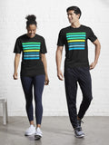 Crisp Green and Blue Stripe Bar Pattern Active Shirt T Shirt Everyday Wear