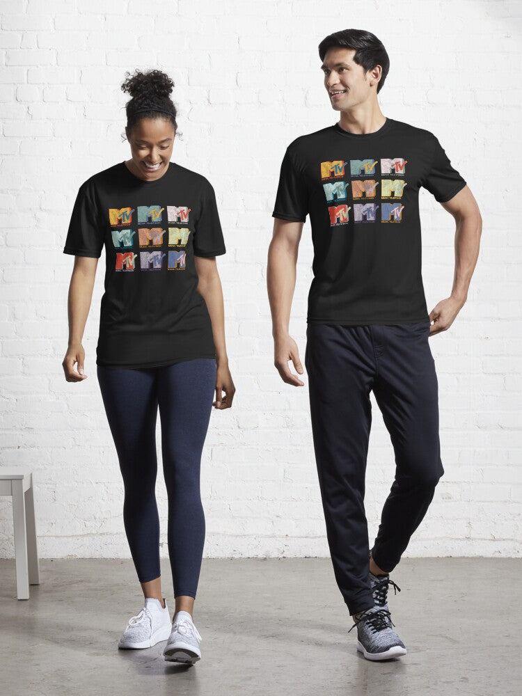MTV Vintage Rainbow Warhol Style MTV Logo Stack Active T Shirt T Shirt Viral TikTok Pop Art Style