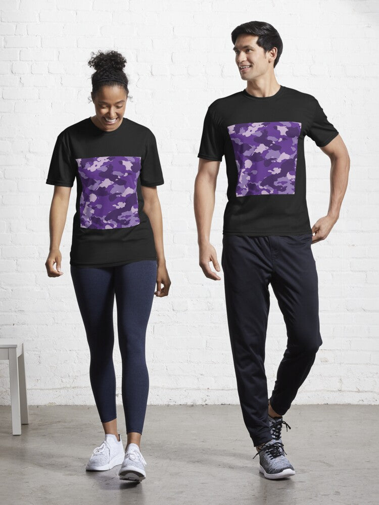 Purple Camo Active T Shirt T Shirt Viral US Style High CTR Pick